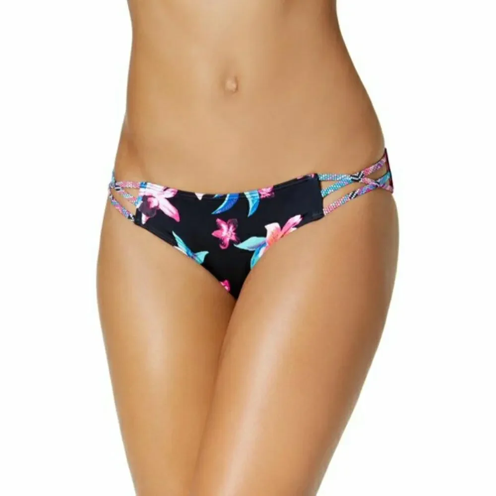 NWT Sundaze harper 2pc black pink multi floral bikini swimsuit 32 B/C LG large